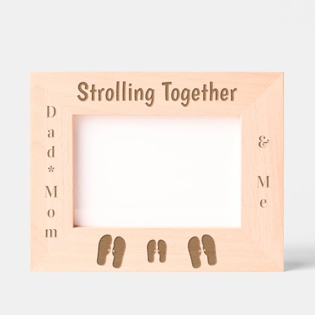 Personalised Dad, Mum, and Me Flip Flop Strolling Etched Frames (Front)