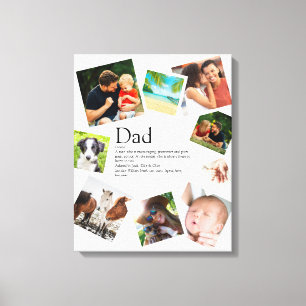 Personalised Dad Name Definition 9 Photo Collage Canvas Print