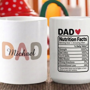 Personalised Dad Nutrition Facts Name & traits     Coffee Mug