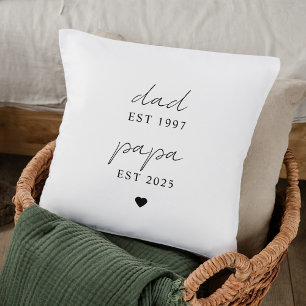 Personalised Dad & Papa EST Throw Pillow   Custom 