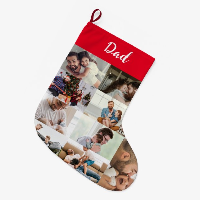 Personalised Dad Photo Collage Christmas Stocking  (Front (Hanging))