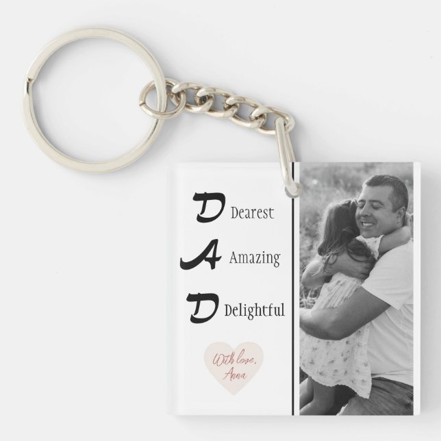 Personalised Dad Photo Keychain| Fathers Day Key Ring (Front)