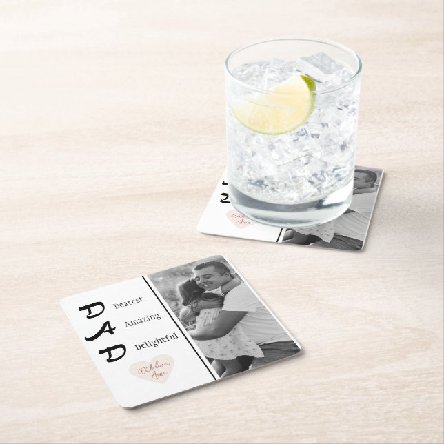 Personalised Dad Photo Paper Coaster | Fathers Day (Insitu)