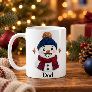 Personalised Dad Snowman Christmas Mug