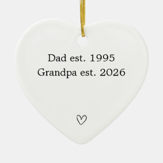 Personalised Dad to Grandpa Heart  Ceramic Ornament