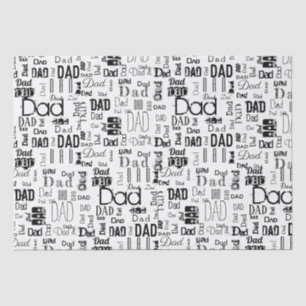 Personalised Dad Typography Black White Tissue Paper