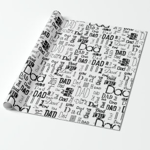 Personalised Dad Typography Black White Wrapping Paper