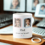 Personalised Dad with 2 Kid Photos Gift Coffee Mug<br><div class="desc">Surprise Dad with a thoughtful and practical gift he’ll cherish every day. This personalised ceramic mug features two custom kid photos and the sweet phrase “Dad, you are our favourite, ” printed with pastel heart accents. Perfect for Father’s Day, his birthday, or just because — this heartfelt mug is ideal...</div>