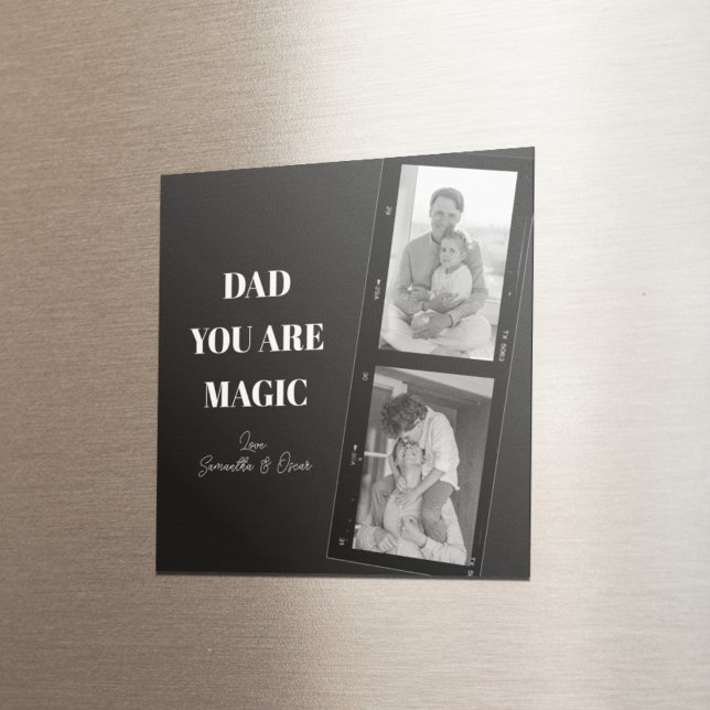 Personalised 'Dad You Are Magic' Two Fathers Photo Magnet (Creator Uploaded)