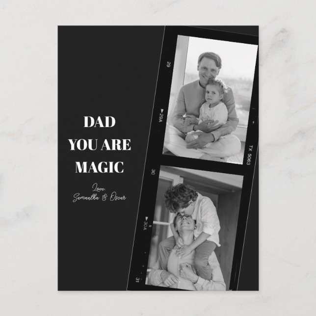 Personalised 'Dad You Are Magic' Two Fathers Photo Postcard (Front)