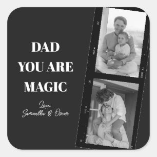 Personalised 'Dad You Are Magic' Two Fathers Photo Square Sticker