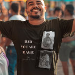 Personalised 'Dad You Are Magic' Two Fathers Photo T-Shirt<br><div class="desc">Celebrate the magic of fatherhood with our personalised 'Dad You Are Magic' men's T-shirt! This unique design features a stylish black background, a cherished photo of two fathers, and the heartfelt message 'Dad You Are Magic.' Add a special touch by customising it with your kids' names. Made from high-quality, soft...</div>