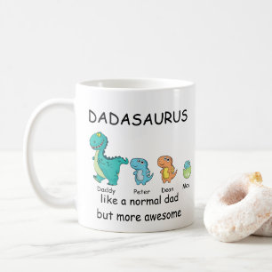 Personalised Dadasaurus up to 3 kids Coffee Mug