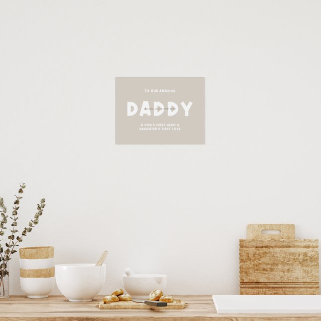 Personalised Daddy Bold Typograph Fathers Day Poster (Kitchen)