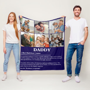 Personalised Daddy Definition 6 Photo Collage Fleece Blanket