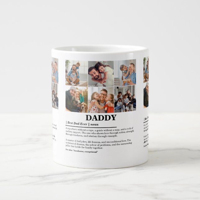 Personalised Daddy Definition 6 Photo Collage Large Coffee Mug (Front)