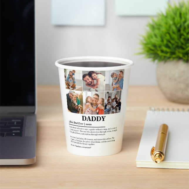 Personalised Daddy Definition 6 Photo Collage Paper Cups (Insitu)