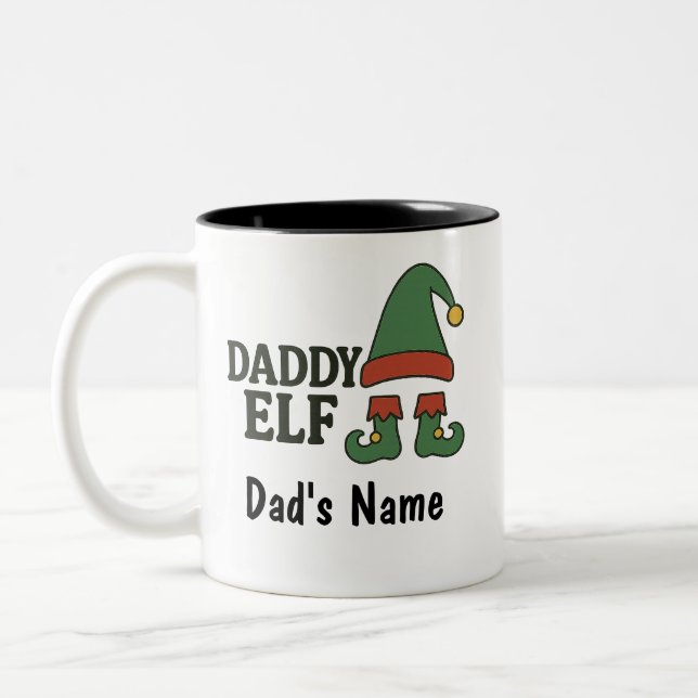 Personalised Daddy Elf Mug – Custom Christmas Gift (Left)