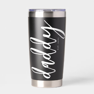 Personalised Daddy Est New Dad Brush Typography In Insulated Tumbler