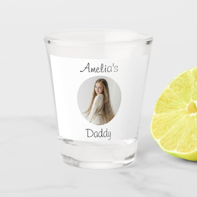 Personalised Daddy Gift – Custom Child Face -  Shot Glass (Front)