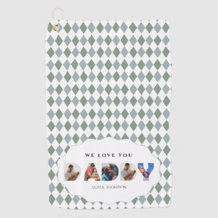 Personalised Daddy Letter Cutout Photo Collage  Golf Towel