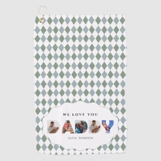 Personalised Daddy Letter Cutout Photo Collage Golf Towel