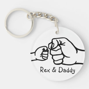Personalised Daddy & Me Fist Bump Custom Names Key Ring