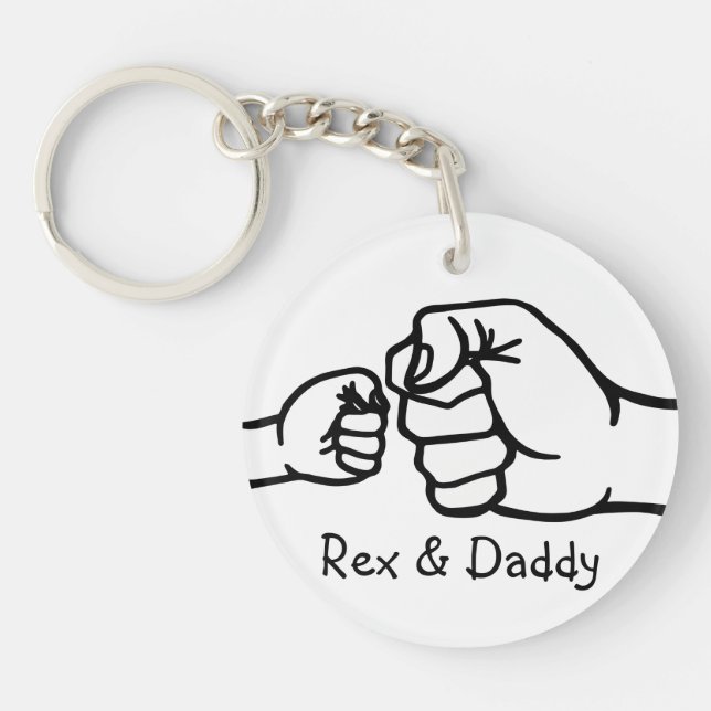 Personalised Daddy & Me Fist Bump Custom Names  Key Ring (Front)