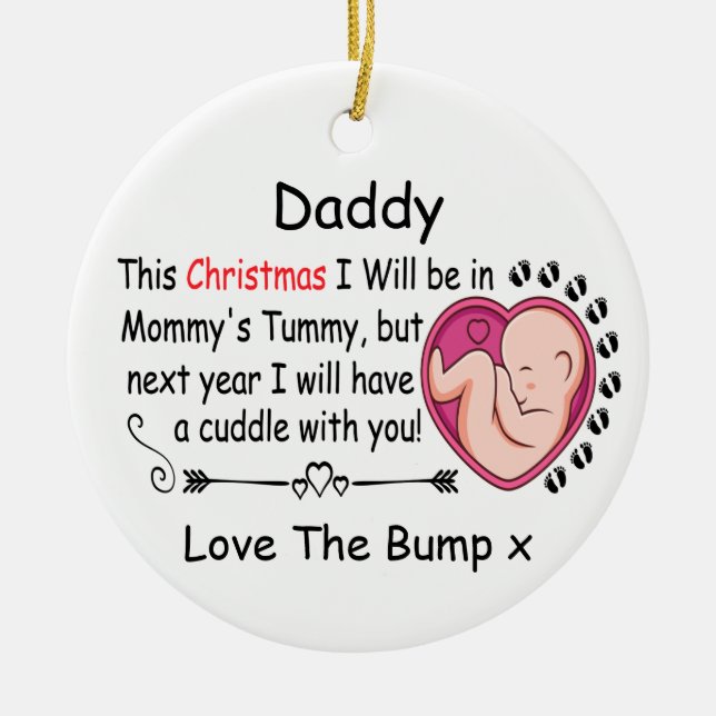 Personalised Daddy To Be from Bump 1st Christmas Ceramic Ornament (Front)