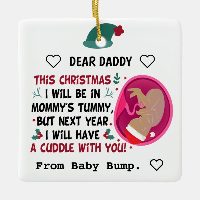 Personalised Daddy To Be from Bump Christmas 2021  Ceramic Ornament (Front)