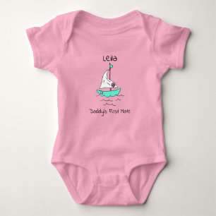 Personalised Daddy's First Mate Sailboat Baby Girl Baby Bodysuit