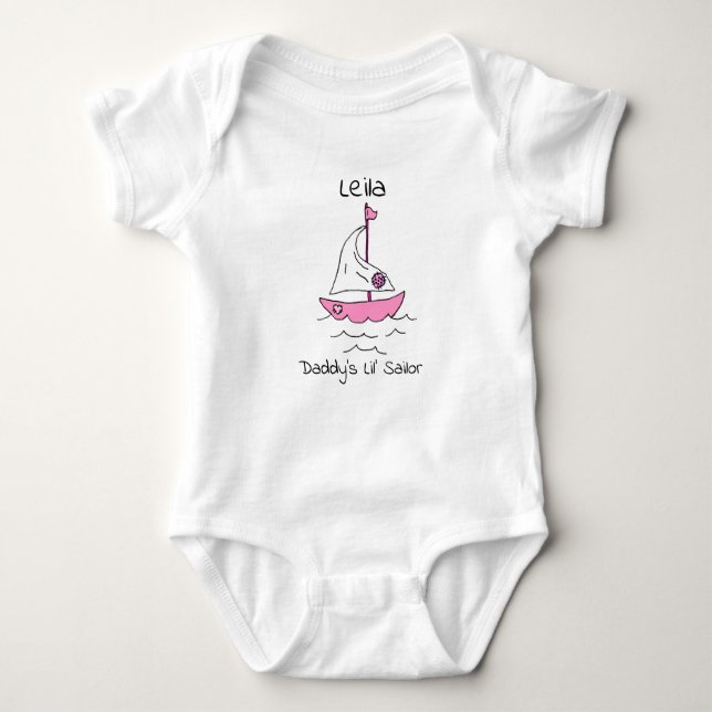 Personalised Daddy's First Mate Sailboat Baby Girl Bodysuit (Front)