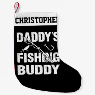 Personalised Daddy's Fishing Buddy Fishermen Gift Small Christmas Stocking