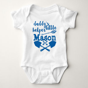 Personalised Daddy's Little Helper Blue and Grey Baby Bodysuit