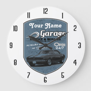 Personalised Dad's Garage Camaro Large Clock