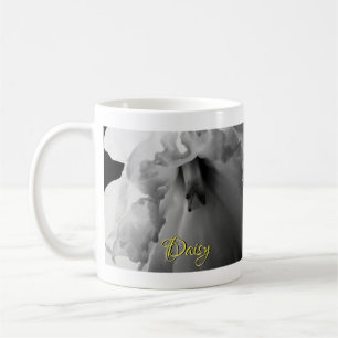Personalised Daffodil Black and White Photography Coffee Mug