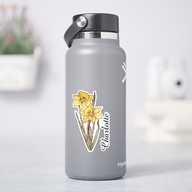 Personalised Daffodil Name Custom Floral Stainless (HydroFlask)