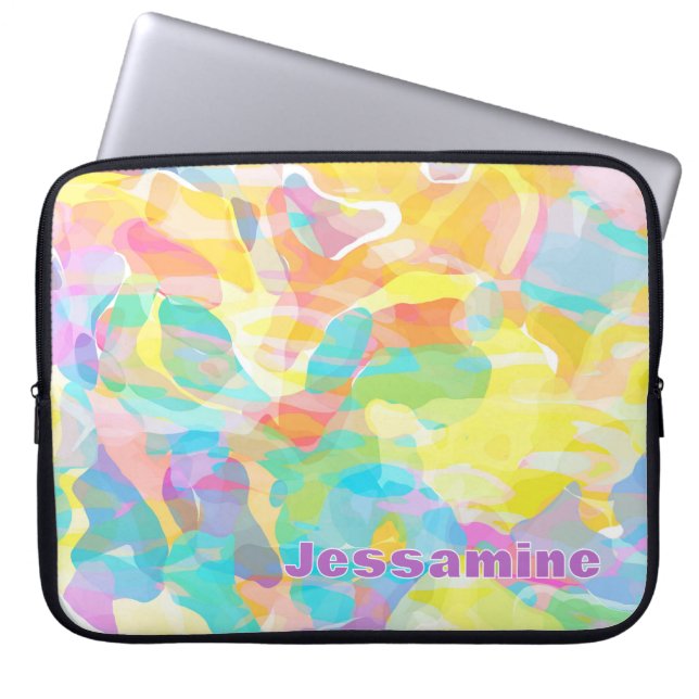 Personalised Daffodil Yellow Pastel Abstract Laptop Sleeve (Front)