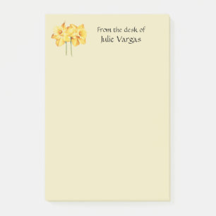 personalised daffodil yellow Post it notes