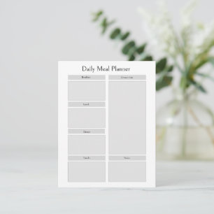 Personalised Daily Meal Planner Editable Simple Enclosure Card