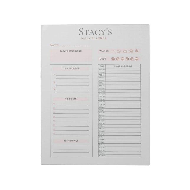 Personalised Daily Planner Notepad (Rotated)
