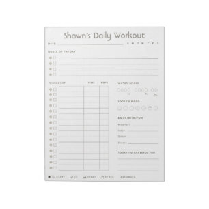 Personalised Daily Workout   Exercise Planner Notepad