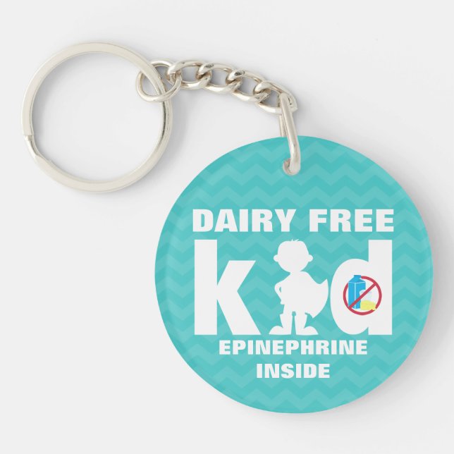 Personalised Dairy Free Super Boy Allergy Kids Key Ring (Front)