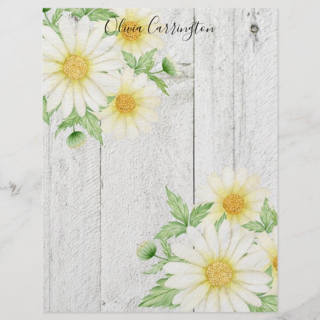 Personalised Daisies Name  Custom Letterhead (Front)