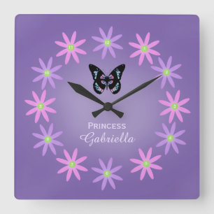 Personalised Daisy And Butterfly Wall Clock