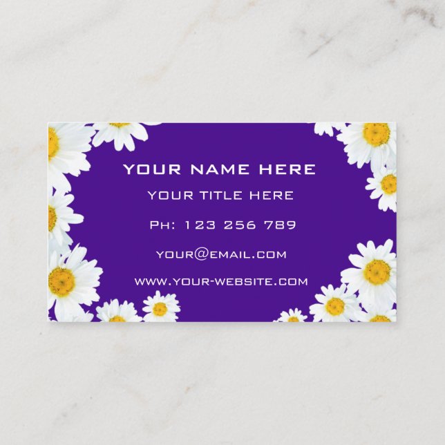 Personalised Daisy Business Cards Your Colours (Back)