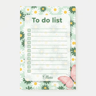 Personalised Daisy & Butterfly To Do List  Post-it Notes