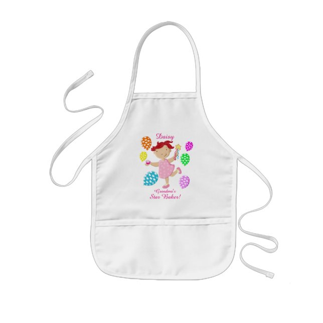 Personalised Daisy Cupcake Balloon Kids Apron (Front)