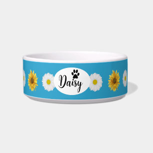 Personalised Daisy Floral Ceramic Pet Bowl