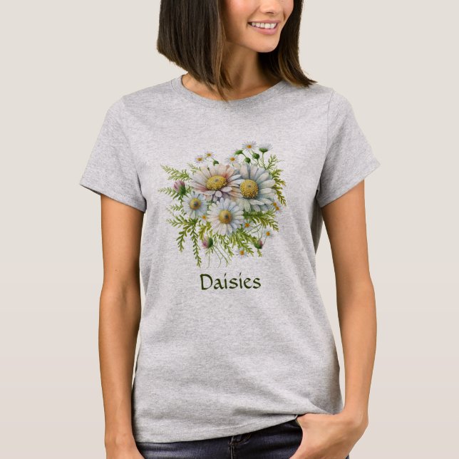 Personalised Daisy Floral Flowers Gardener Gift  T-Shirt (Front)